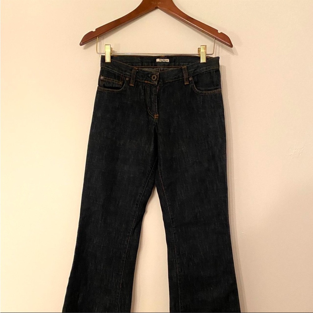 Miu Miu dark wash low-rise bootcut jeans